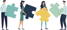 graphic of people holding jigsaw puzzles
