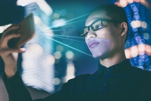 businessman using his mobile device outside