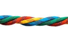 Four multi-colored ropes tied together