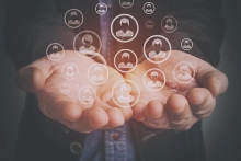 human resources connection floating on two opened hands