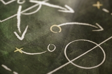 Shot of a basketball chart with arrows and moves